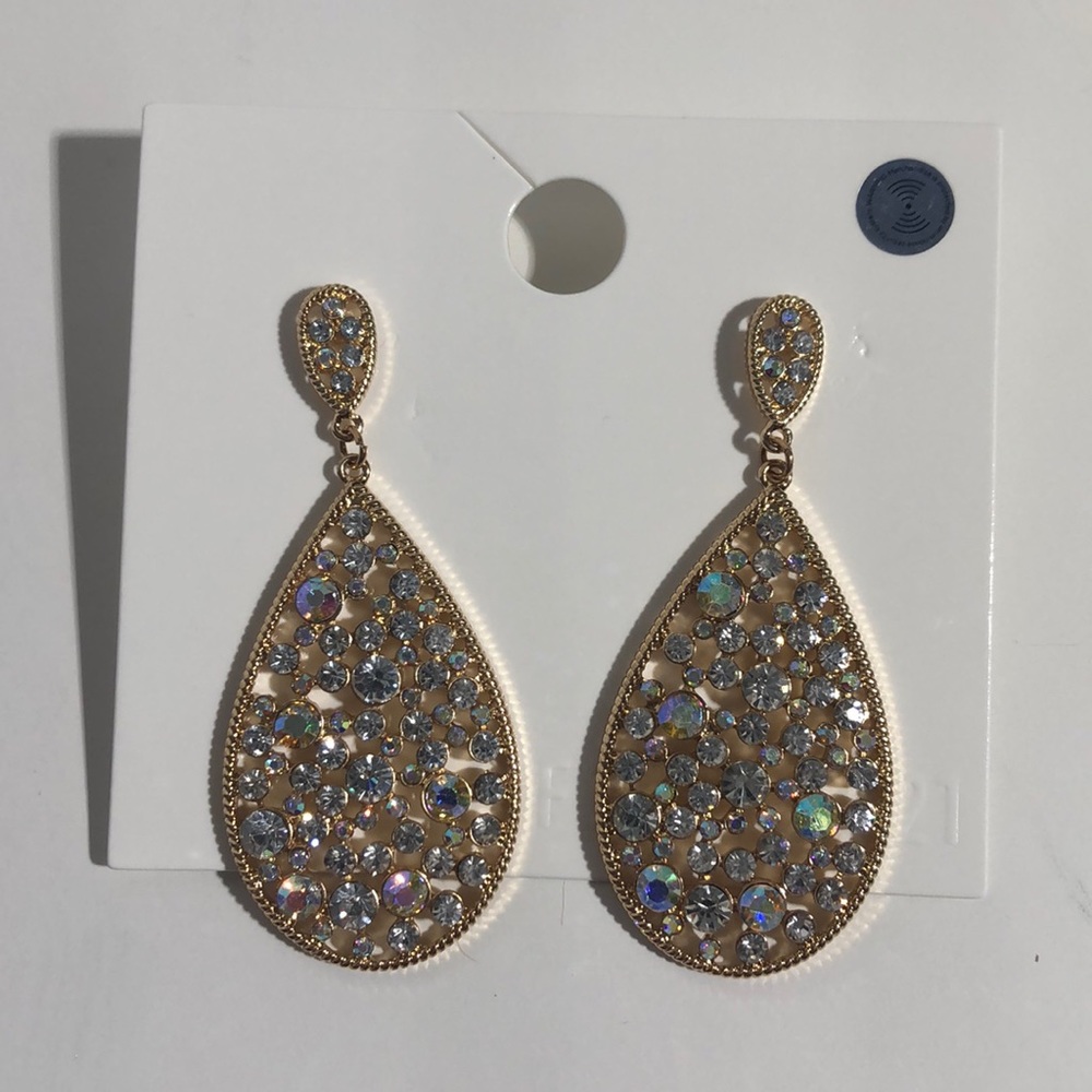 Gold Rhinestone Drop Earrings